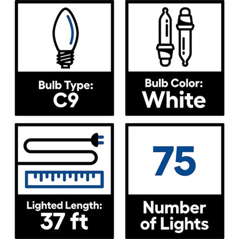 GE 75-count StayBright Warm White LED Diamond Cut C9 Christmas Lights ...