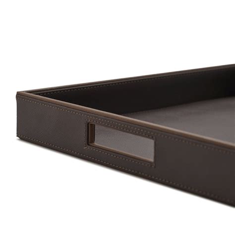Shop Dark Brown Square Faux Leather Serving Tray - at Best Price Online ...