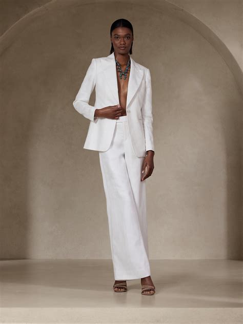 Salma Wide-Leg Linen Tuxedo Pant | Banana Republic