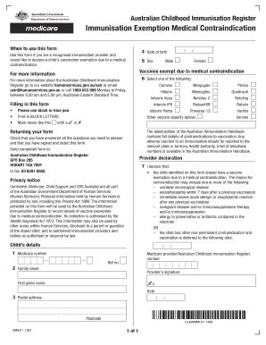 Australian Childhood Immunisation Register Immunisation Exemption ...