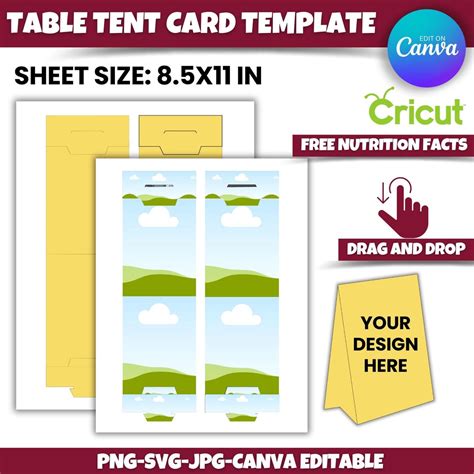 Buy Table Tent Card Template, Printable Tent Card Svg, Food Label ...
