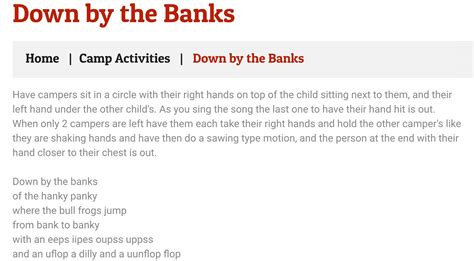 Down By The Banks Of The Hanky Panky Words - Printable Calendars AT A ...