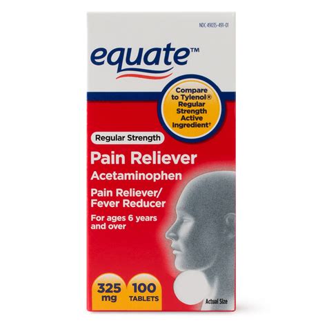 Equate Regular Strength Pain Relief Acetaminophen Tablets, 325 mg, 100 Count – Walmart Inventory ...