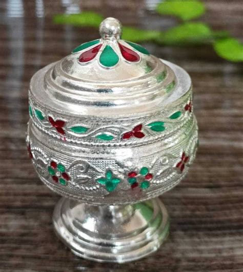 Sirgan German Silver Kunghuma Chimil For Pooja/Wedding Size: 3.5 Inches ...