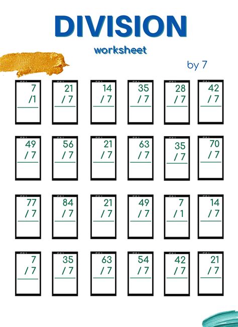 PRINTABLE WORKSHEET: Divide by 7 - On the Cutting Floor: Printable pdf ...