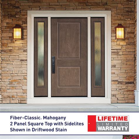 Therma-Tru 4-9/16-in Fiberglass Right-hand outswing Driftwood Stained ...