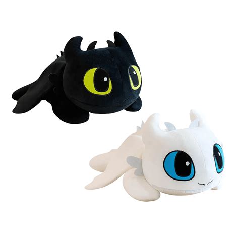 Light Fury & Toothless the Dragon Stuffed Animal – HTTYD 2 Night Fury Plush (14cm) Official ...