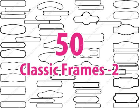 Buy 50 Classic Frames, Frame SVG, Clipart, Frames PNG, Files for Cricut ...