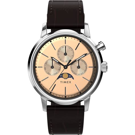 TIMEX Marlin? Rose Gold-Tone Round Dial Analog Moon Phase Men's Watch