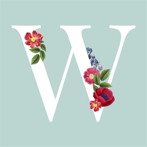 Floral styled letter W typography - Download Free Vectors, Clipart Graphics & Vector Art