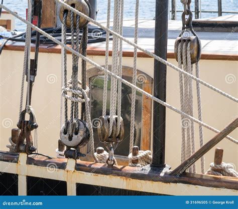 Ropes and Pulleys stock image. Image of sail, yacht, pulley - 31696505
