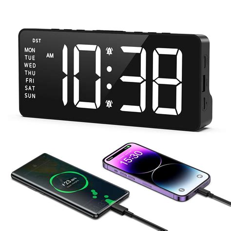 Buy AMIR Digital Clock Large Display, LED Alarm Clock for Bedroom, USB ...