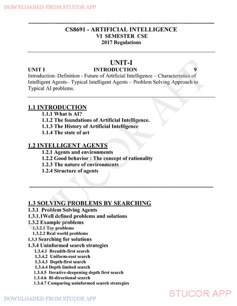 AI unit-wise notes - years. The brain’s numbers have not changed for ...