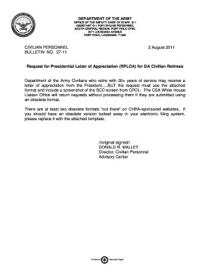 Army Retirement Letter Sample | pdfFiller