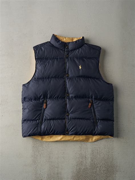 Vintage 90s Navy & Yellow Reversible Polo Puffer Vest (L) – Rebalance ...