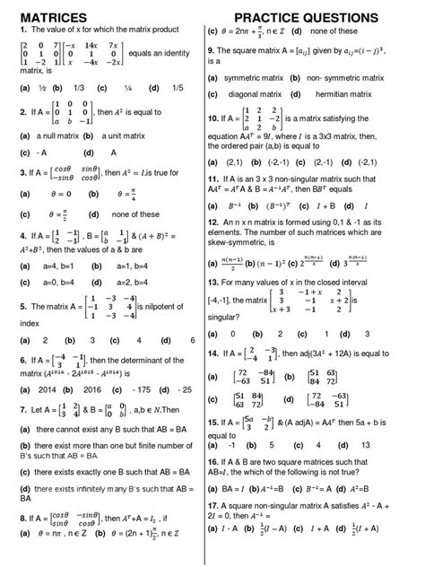 Image result for Math Questions Matrix