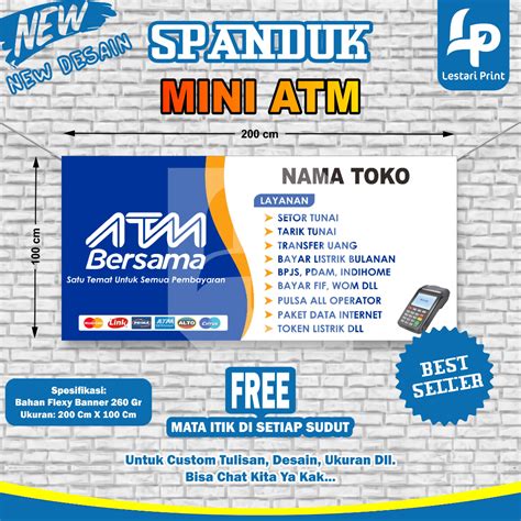 Jual SPANDUK MINI ATM / 200 CM X 100 CM / BANNER / LESTARI PRINT ...