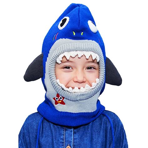 Knitted Starfish Shark theme Winter Cap covering Neck , Ears and Head ...