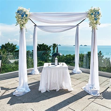 Buy Firlar Wedding Arch Drapes, 18FT White Sheer Backdrop Curtain ...