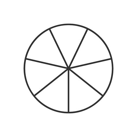 Koło podzielone na 7 segmentów. Okrągły kształt ciasta lub pizzy ...