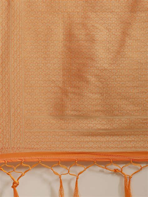 LEHF4583 Orange Silk Meenakari Banarasi Saree Embellished With Ethnic ...