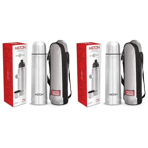 Milton Thermosteel Flip Lid Flask, 500 milliliters, Silver (Pack of 2 ...