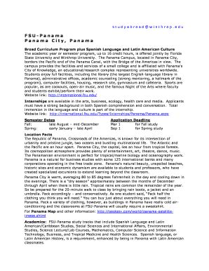 Fillable Online winthrop abroadoffice FSU-Panama Fax Email Print ...