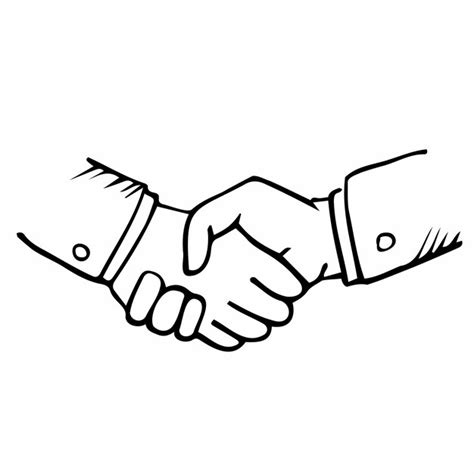 Рукопожатие Дудл - нарисованная вручную векторная каракули ...
