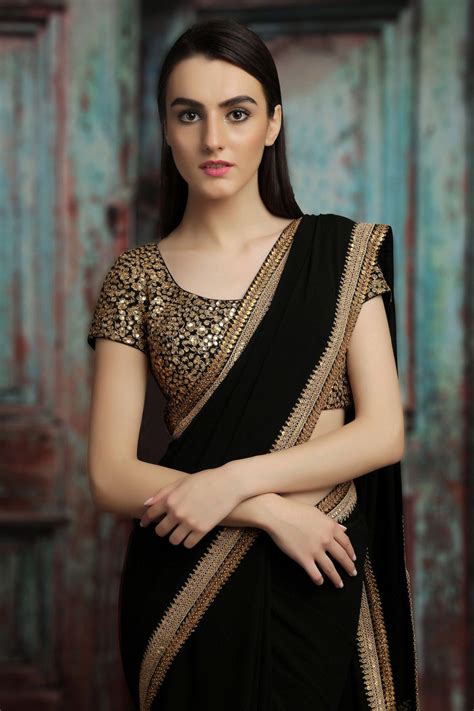 Beautiful Black Saree With Golden Blouse for the Perfect Combination