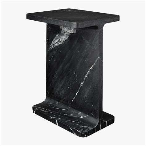 I Beam Black Marble Modern Side Table + Reviews | CB2 Canada