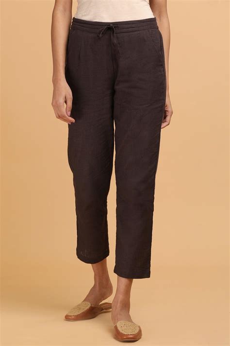 Buy Folksong By W Dark Brown Solid Straight Pants @ 1699 | W for woman ...