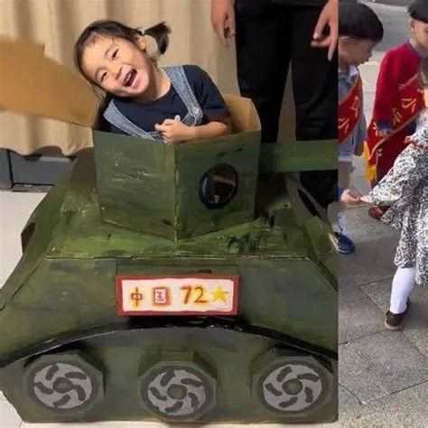幼儿园布置手工活，全家五小时忙活出一辆巨型坦克，送到幼儿园妈妈却不淡定了_国庆_临沂_工序