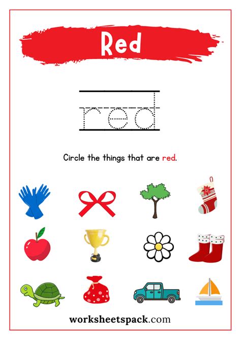 Image result for Color Red Worksheet