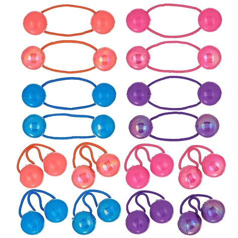 Bexikou Elastic Hair Ties with Balls,16 Pcs Colored Elastic Hair Bands ...