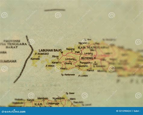 Focuses on the Location of the City of Labuan Bajo in Indonesia on the Map Stock Photo - Image ...