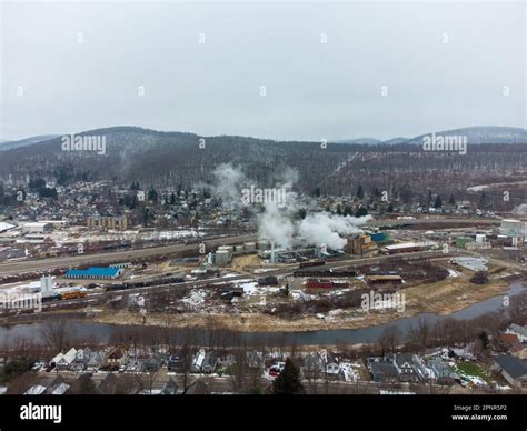 A beautiful aerial view of the city of Bradford, Pennsylvania in the winter Stock Photo - Alamy