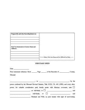 Missouri Fiduciary Deed - Blank Fillable Template | Fill Out, Print ...