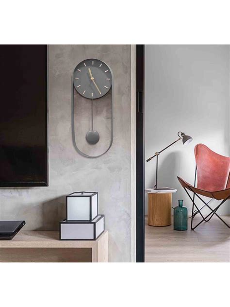 John Lewis Pendulum Metal Analogue Wall Clock, 50cm, Grey