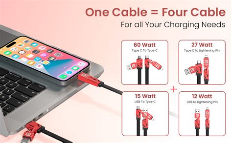 Portronics Procharge 4 60W 4-In-1 Multifunctional Fast Charging Cable ...