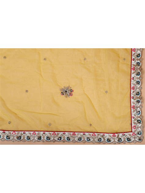 White-Yellow Silk Lehenga with Multi-Color Thread