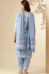 Sky Blue Kurti Set with Chanderi Cotton Dupatta - All Sizes ...