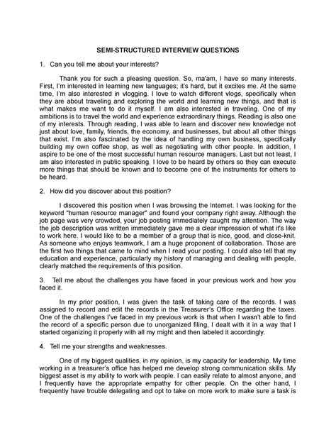 Image result for Semi-Structured Interview Example