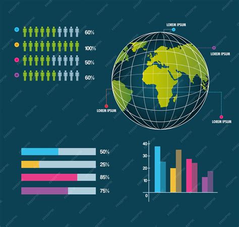 Monde d'infographie globe information d'affaires travail | Vecteur Premium
