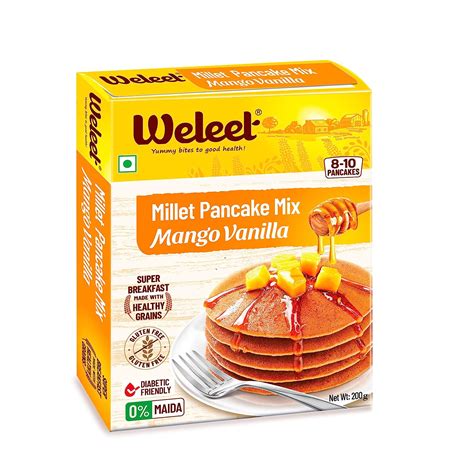 Weleet Millet Pancake Mix | Mango Vanilla Flavour | Pancake Mix Powder ...
