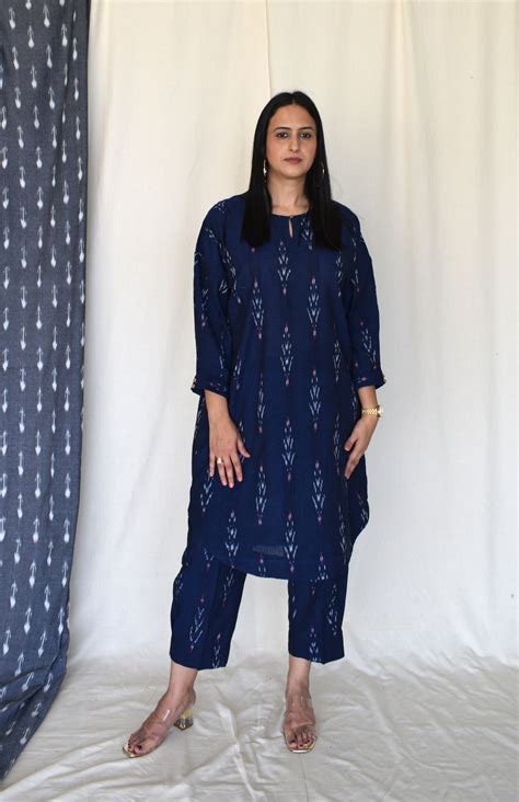 Navy Blue Ikat Antifit co-ord set – House of Moxa