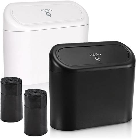 Car Trash Can with Lid, Mini Auto Dustbin Garbage Organizer with 30 Pcs Plastic Trash Bag ...