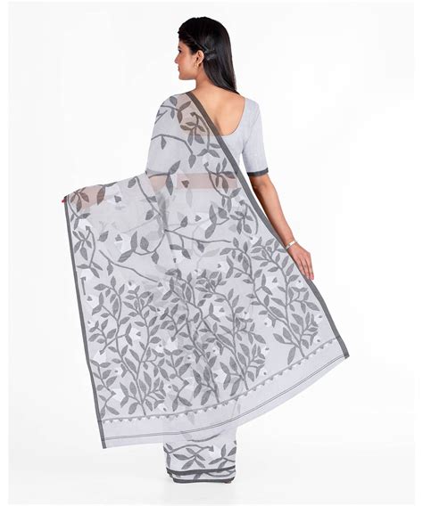 Biswa Bangla Handwoven Cotton Jamdani Saree – GoSwadeshi