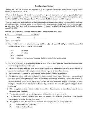Corrigendum Notice Doc Template | pdfFiller
