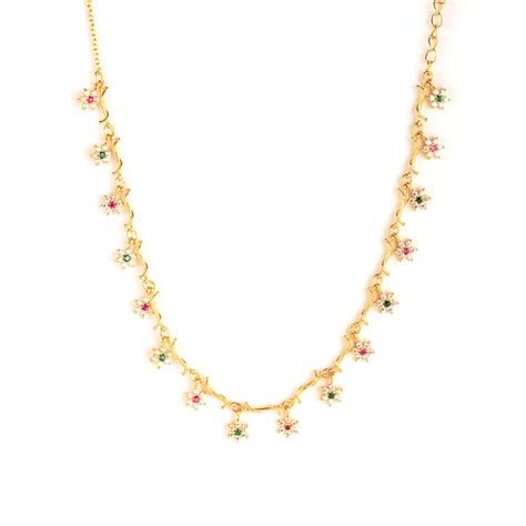 Shaya by CaratLane 925 Silver Drops of Nostalgia 7 Stone Choker in Gold ...