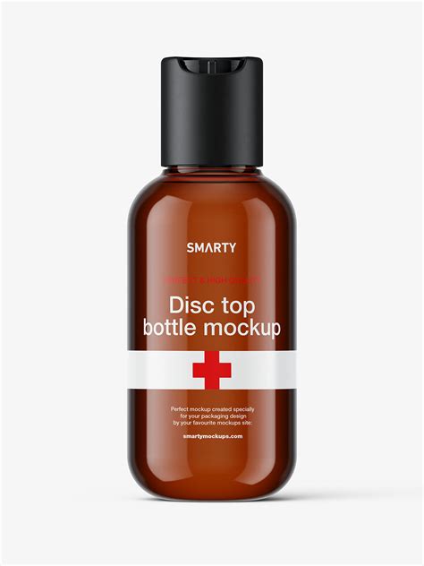 Amber bottle with disc top lid mockup - Mockups Design